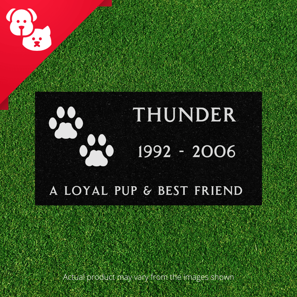 Pet Grave Marker Dog Headstone 16 x 8 x 3in Black Markers Headstones