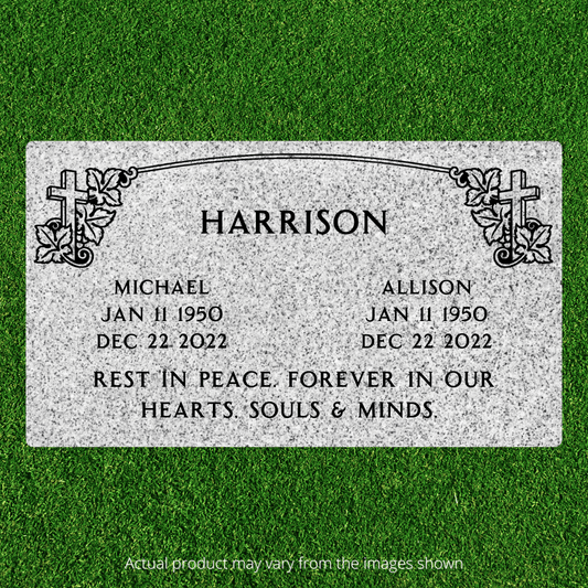 Companion Flat Headstone Marker with border - (28in x 16in x 3in) - Markers & Headstones