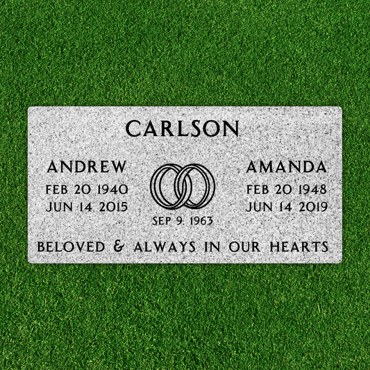 Companion Flat Headstone Marker with Symbol - (24in x 12in x 4in) - Markers & Headstones