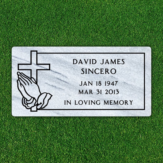 Marble - Flat Headstone Marker with Border - (24 x 12 x 4 in) - Markers & Headstones