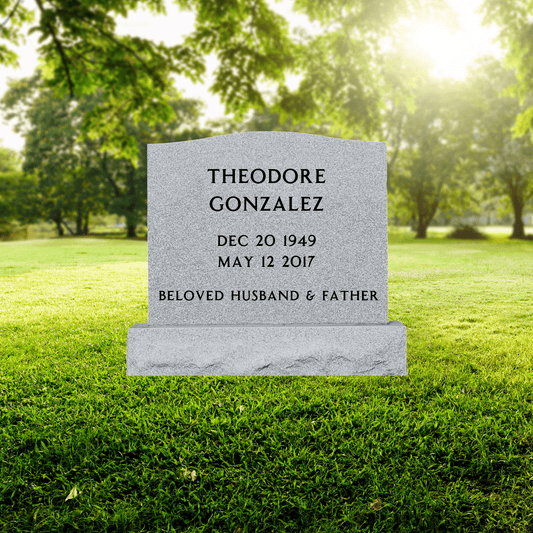 Single Upright Headstone - Gray Granite Monument - 24in Top/30in Base - Markers & Headstones