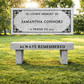 Memorial Bench for Cemetery - Border Design - Gray Granite - 36in x 14in x 18in