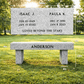 Companion Memorial Bench for Cemetery - (Double) - Gray Granite - 36in x 14in x 18in