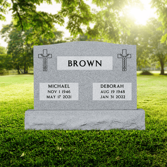 Companion Upright Headstone - Gray Granite Monument - 30in Top/38in Base - Medium - Markers & Headstones