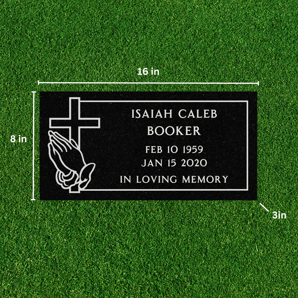 Black granite flat headstones on sale