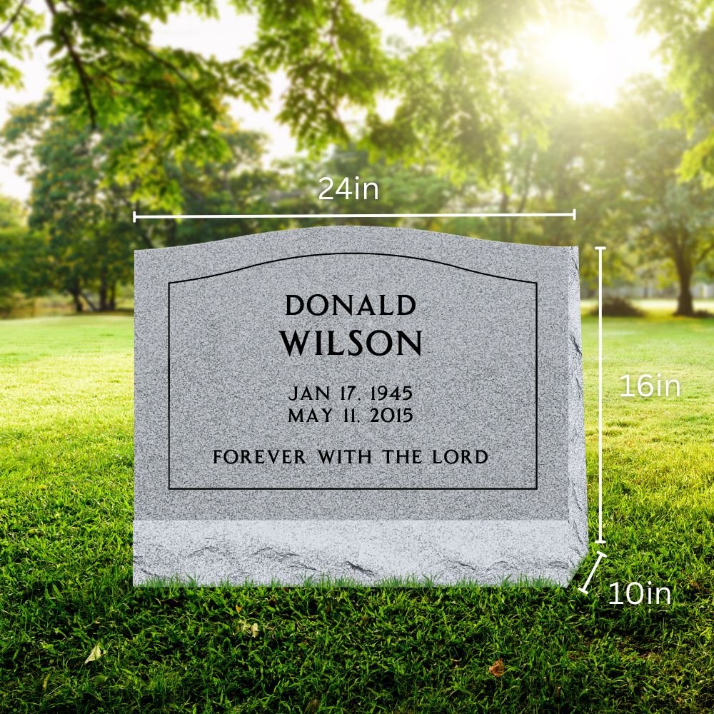 Slant Headstone Marker - with Border - (24 x 10 x 16 in) - Markers & Headstones