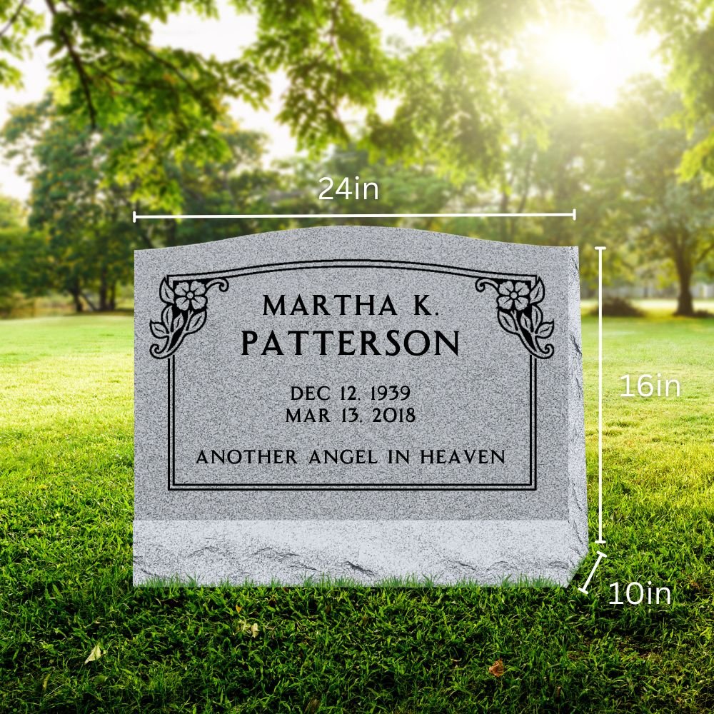 Slant Headstone Marker - with Border - (24 x 10 x 16 in) - Markers & Headstones