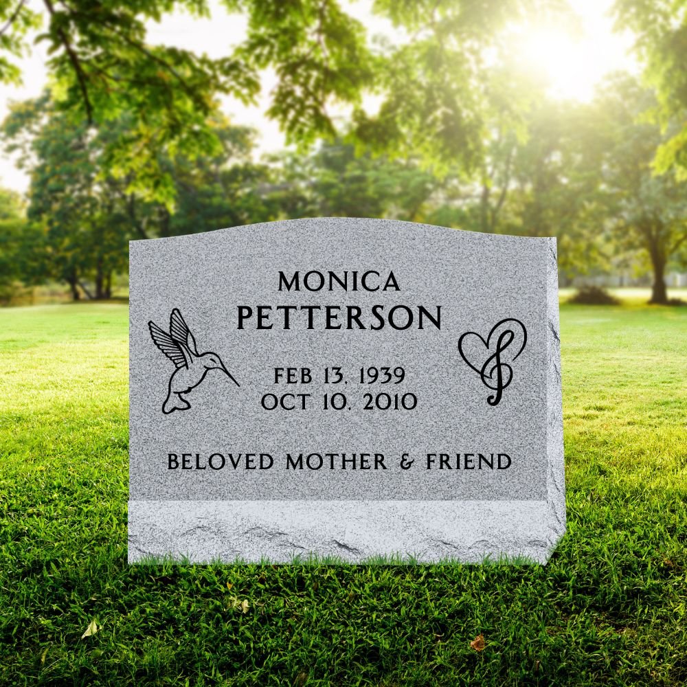 Slant Headstone - Grave Marker with Two Symbols - (24in x 10in x 16in ...