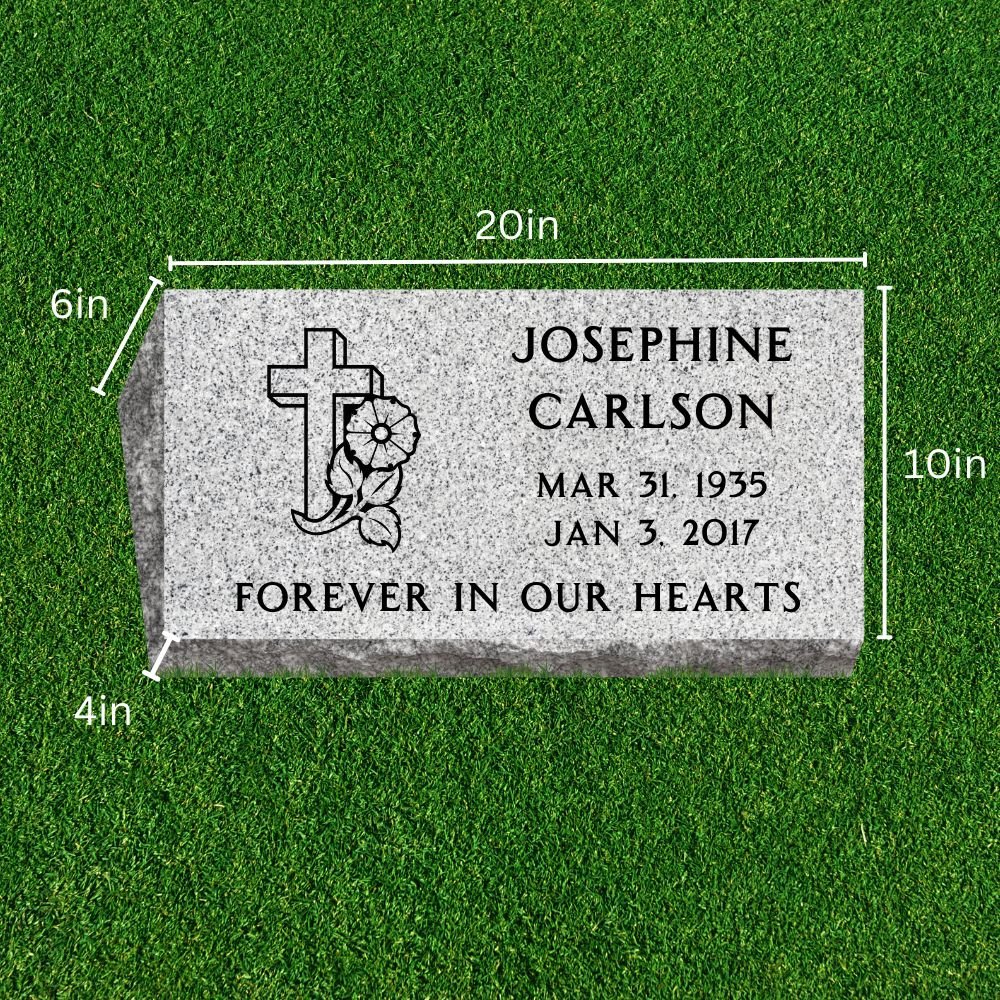 Bevel Marker with One Symbol - (20 x 10 x 6-4 in) - Markers & Headstones
