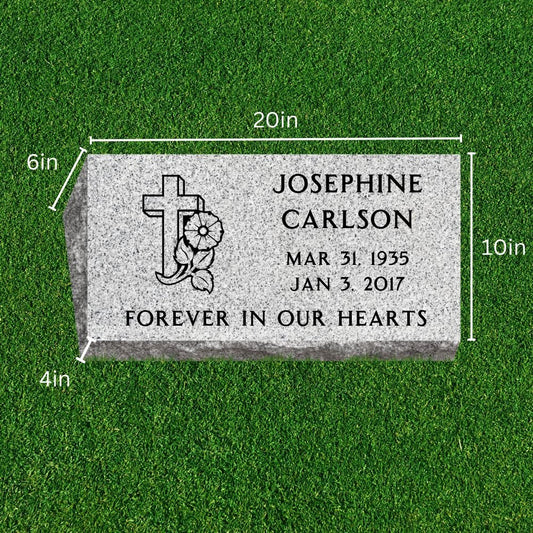 Bevel Marker with One Symbol - (20 x 10 x 6-4 in) - Markers & Headstones