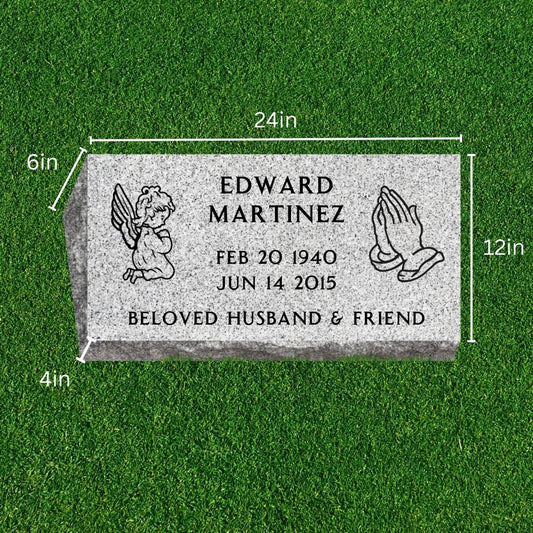 Bevel Marker with One Symbol - (24 x 12 x 6-4 in) - Markers & Headstones