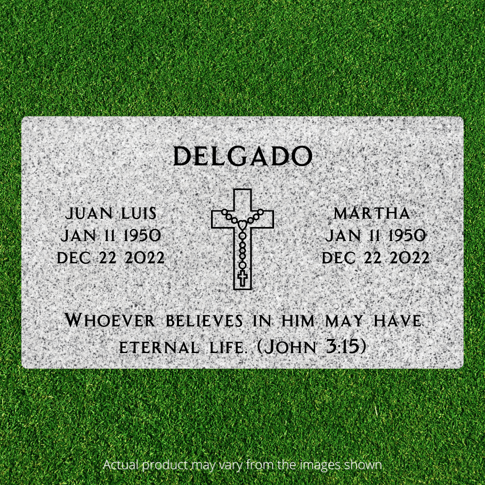 Companion Flat Headstone Marker with symbol - (28in x 16in x 3in) - Markers & Headstones