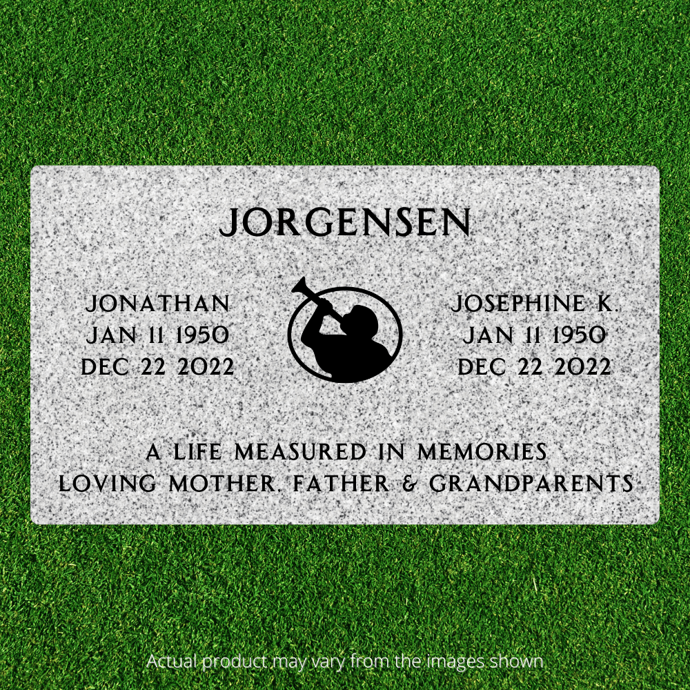 Companion Flat Headstone Marker with symbol - (28in x 16in x 3in) - Markers & Headstones