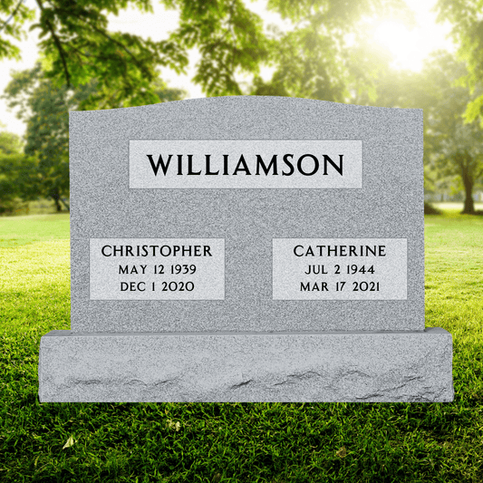 Companion Upright Headstone - Gray Granite Monument - 36in Top/44in Base - Large - Markers & Headstones