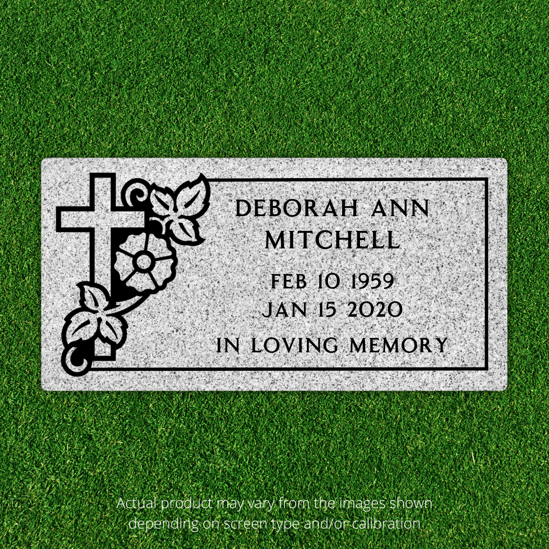 Flat Headstone Marker with Border - (16in x 8in x 3in) - Markers & Headstones
