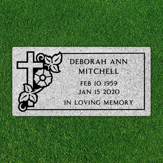 Flat Headstone Marker with Border - (24 x 12 x 4 in) - Markers & Headstones
