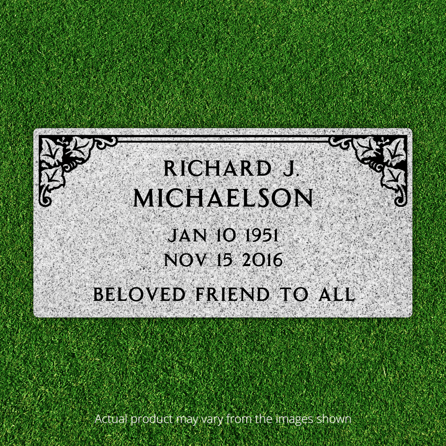 Flat Headstone Marker with Border - (24in x 12in x 4in) - Markers & Headstones