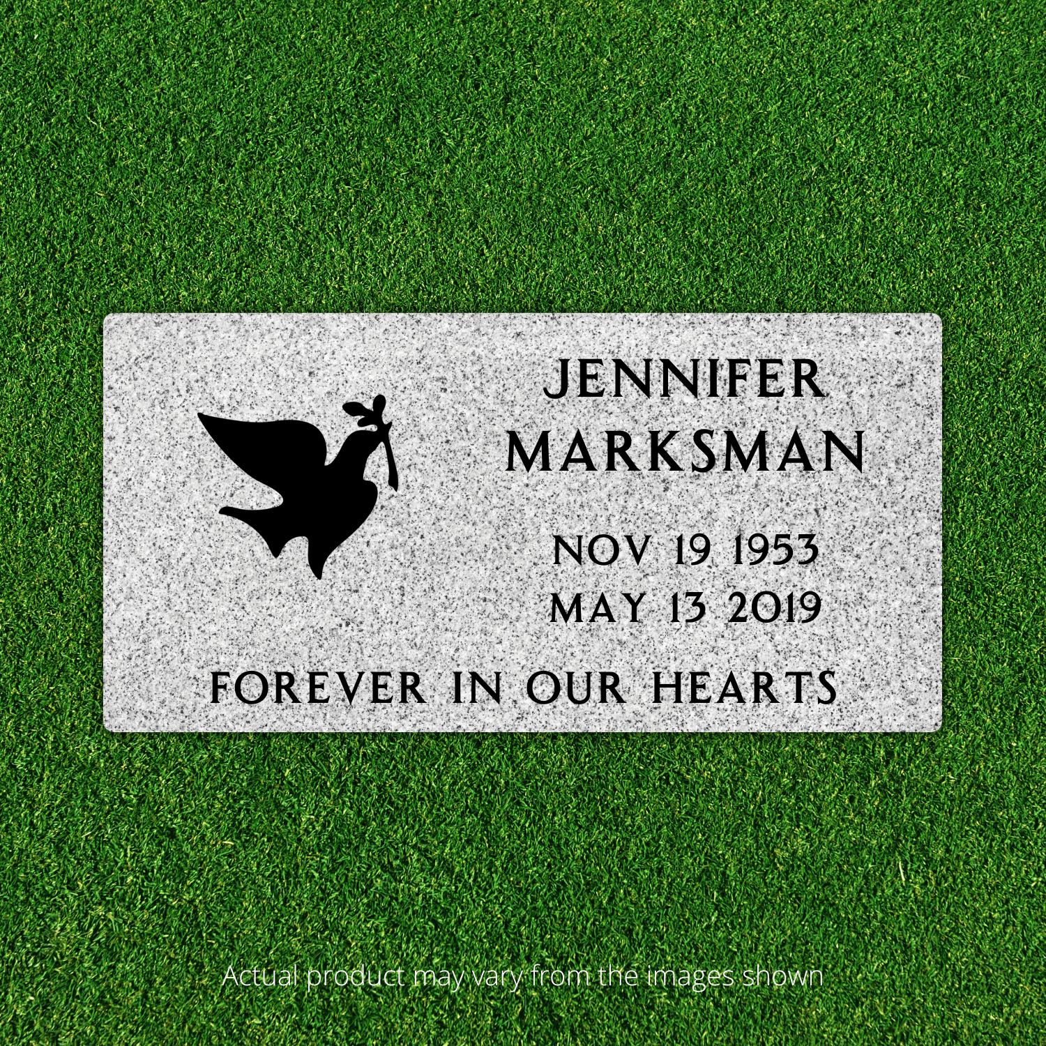 Flat Headstone Marker with One Symbol - (20in x 10in x 3in) - Markers & Headstones