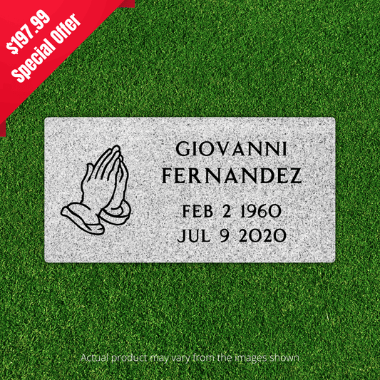 Flat Headstone Marker with Symbol - (16in x 8in x 3in) - Markers & Headstones