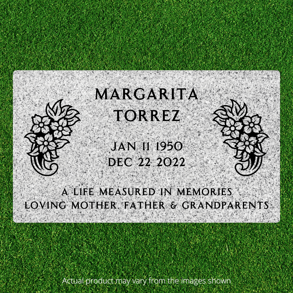 Flat Headstone Marker with two symbols - (28in x 16in x 3in) - Markers & Headstones