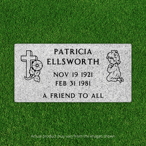 Flat Headstone Marker with Two Symbols - (20 x 10 x 3 in) – Markers ...