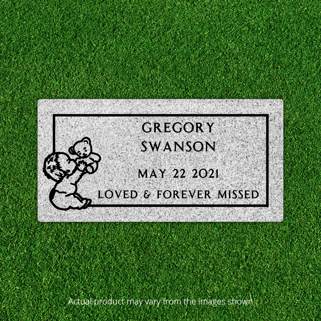 Infant Flat Marker with Border - (16in x 8in x 3in) - Markers & Headstones