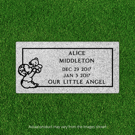 Infant Flat Marker with Border - (16in x 8in x 3in) - Markers & Headstones