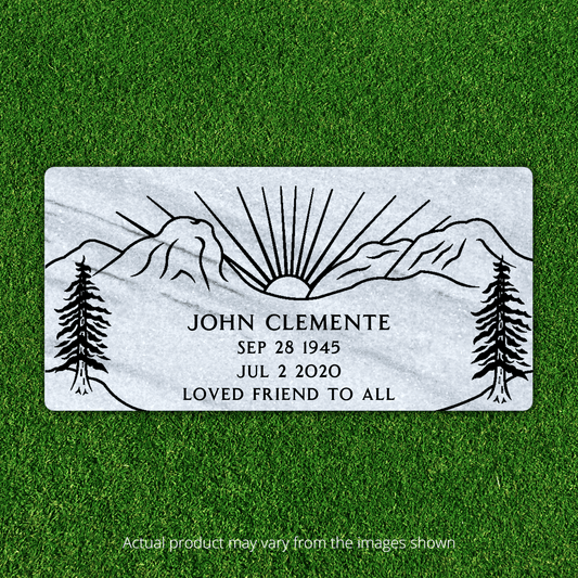 Marble - Flat Headstone Marker with Border - (24in x 12in x 4in) - Markers & Headstones
